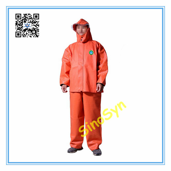 FQ1708 PVC Multifunctional Chemical Protective Split Suit 65dmm Orange Rhombus