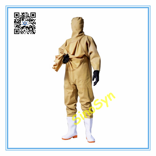 FQ1716 Rubber Closed Coverall Underwater Fishery Mens Safty Protective Overall Suits-Light Yellow