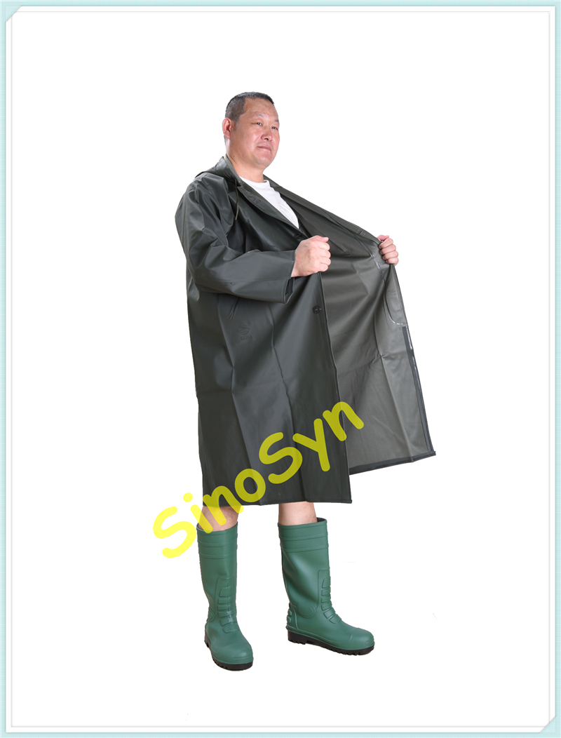 FQC45 Knit Fabric PVC Long Body Raincoat