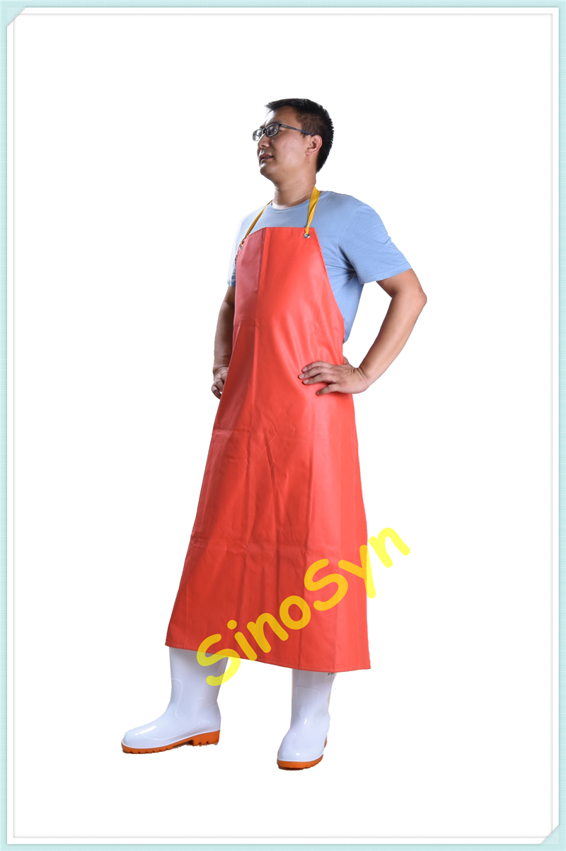 FQQ1906 65dmm Orange Double-sided PVC Acid-Proof Apron Working Safty Protective Waterproof Apron