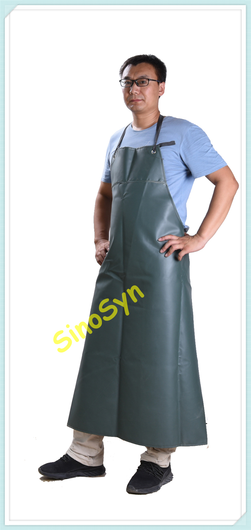 FQQ1908 Green PVC Single-sided Joint Water-proof Apron Working Safty Protective Acid Proof Apron