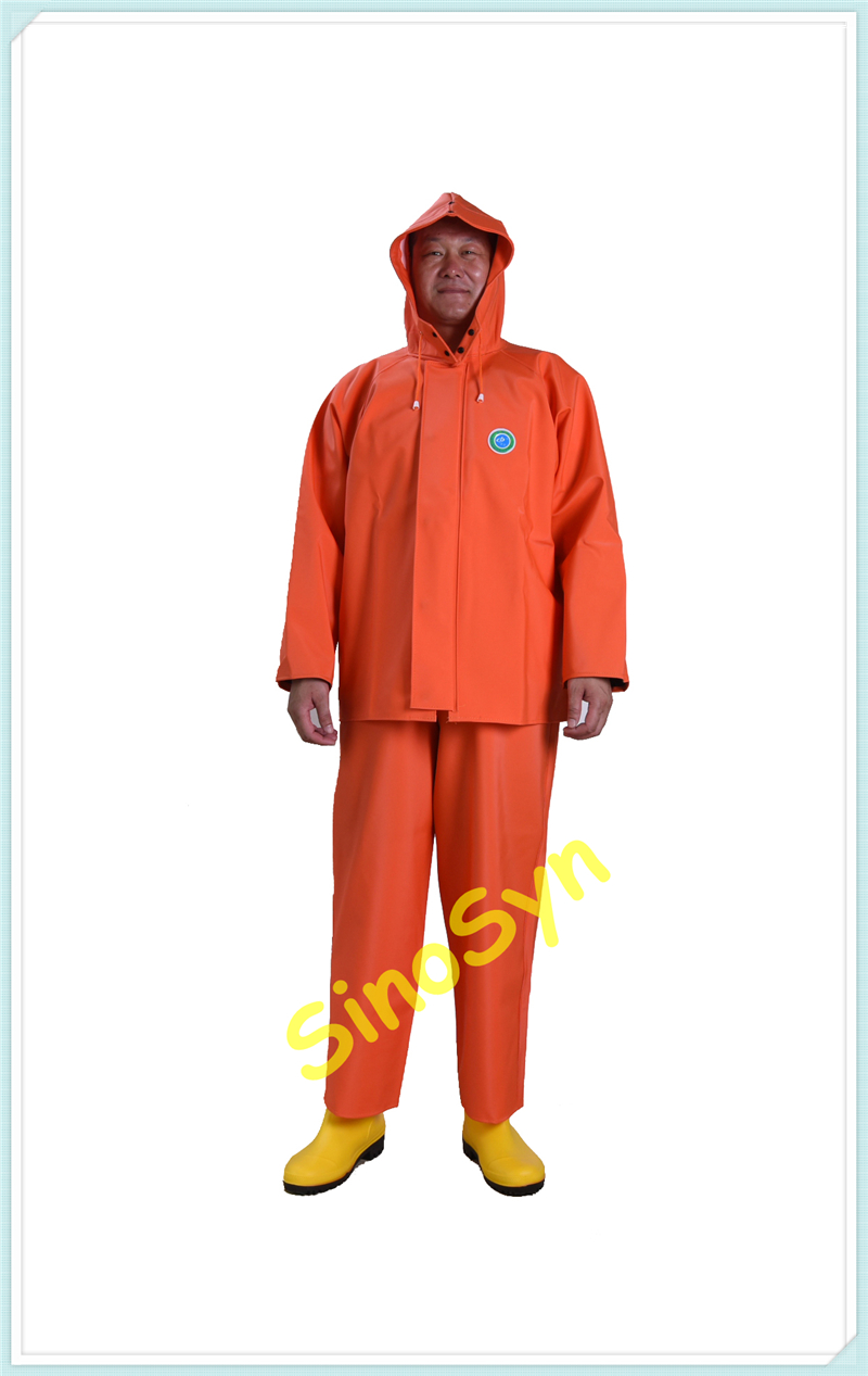 FQ60 Knit Fabric PVC Multifunctional Chemical Protective Split Suit 60dmm Orange