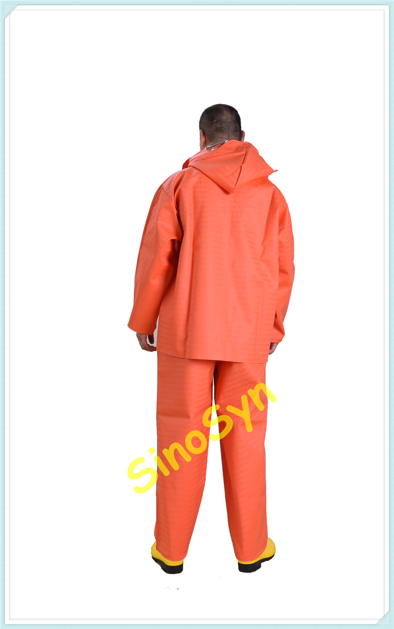 FQ65L Orange PVC Multifunctional Chemical Protective Split Suit 65dmm 