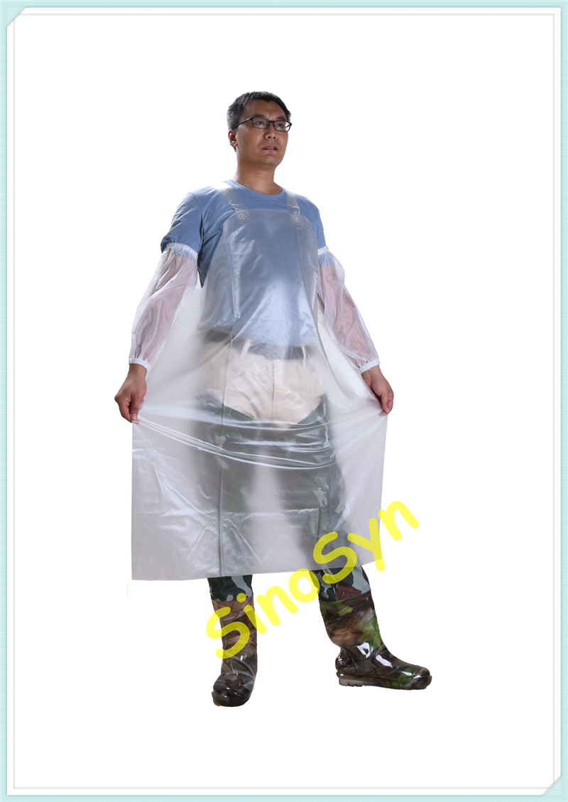 FQQ1903 350µm Transparent Kitchen Oxford Apron Working Safty Protective Anti-oil Waterproof White Apron with Straps