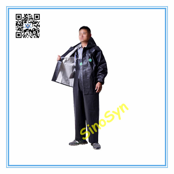 5518 PVC Multifunctional Chemical Protective Split Suit 0.55mm Black