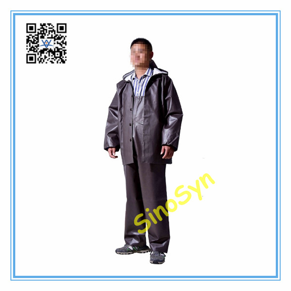 5568 PVC Multifunctional Chemical Protective Split Suit 0.6mm Dark Coffee
