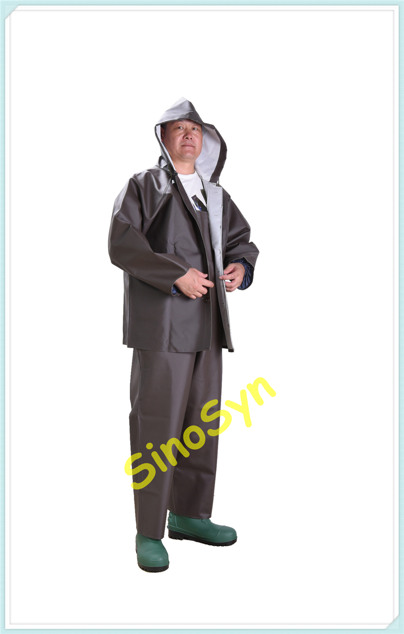 FQ5568 Brown PVC Multifunctional Chemical/Waterproof Protective Split Suit