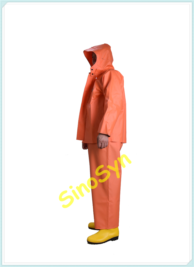 FQ5578 Orange PVC Multifunctional Chemical Protective Split Suit 0.6mm