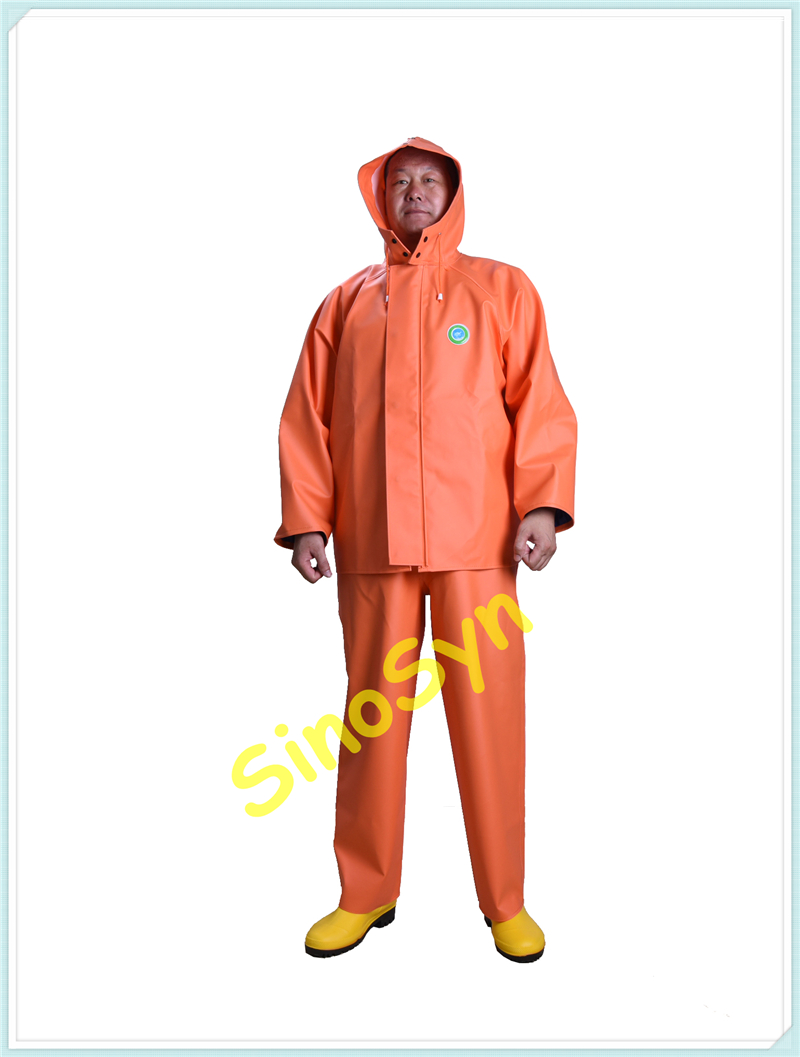 FQ5588 Orange PVC Multifunctional Chemical Protective Split Suit 0.6mm