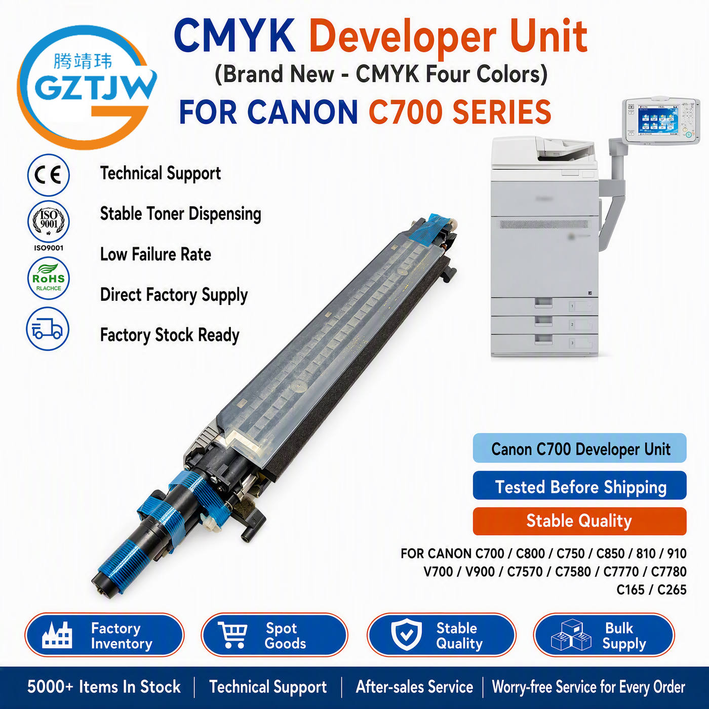 Factory, FM2-P120-020 FM2-P120-000 FM2-A789-000 FM1-C715-010 Developer Unit / Developer Assembly / Developer Kit FOR Canon C700 C800 C750 C850 810 910 V700 V900 Printer Spare Parts China Stock