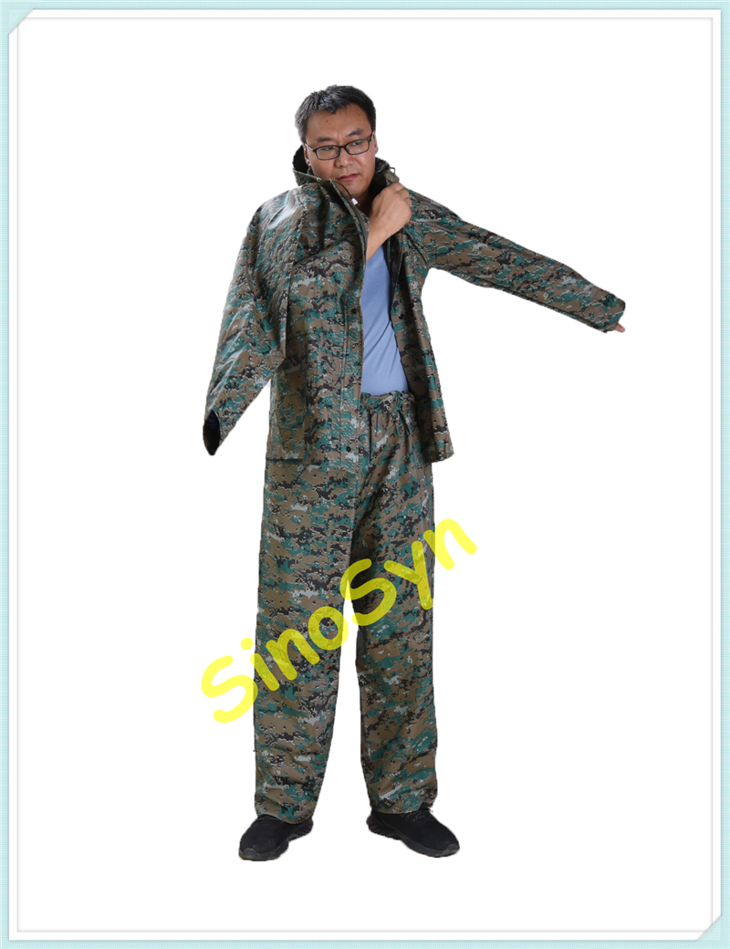FQM45DC Digital Blue Camouflage PVC Civilian Raincoat Suit