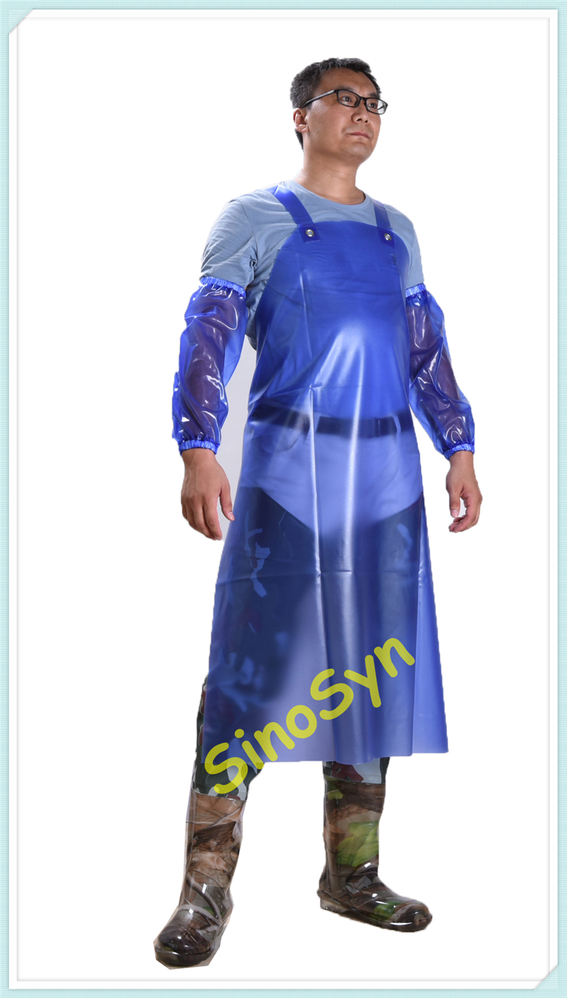 FQQ1907 430µm Blue Oxford Straps Thermoplastic Elastomer Acid-Proof Anti-oil Apron Working Safty Protective Waterproof Apron