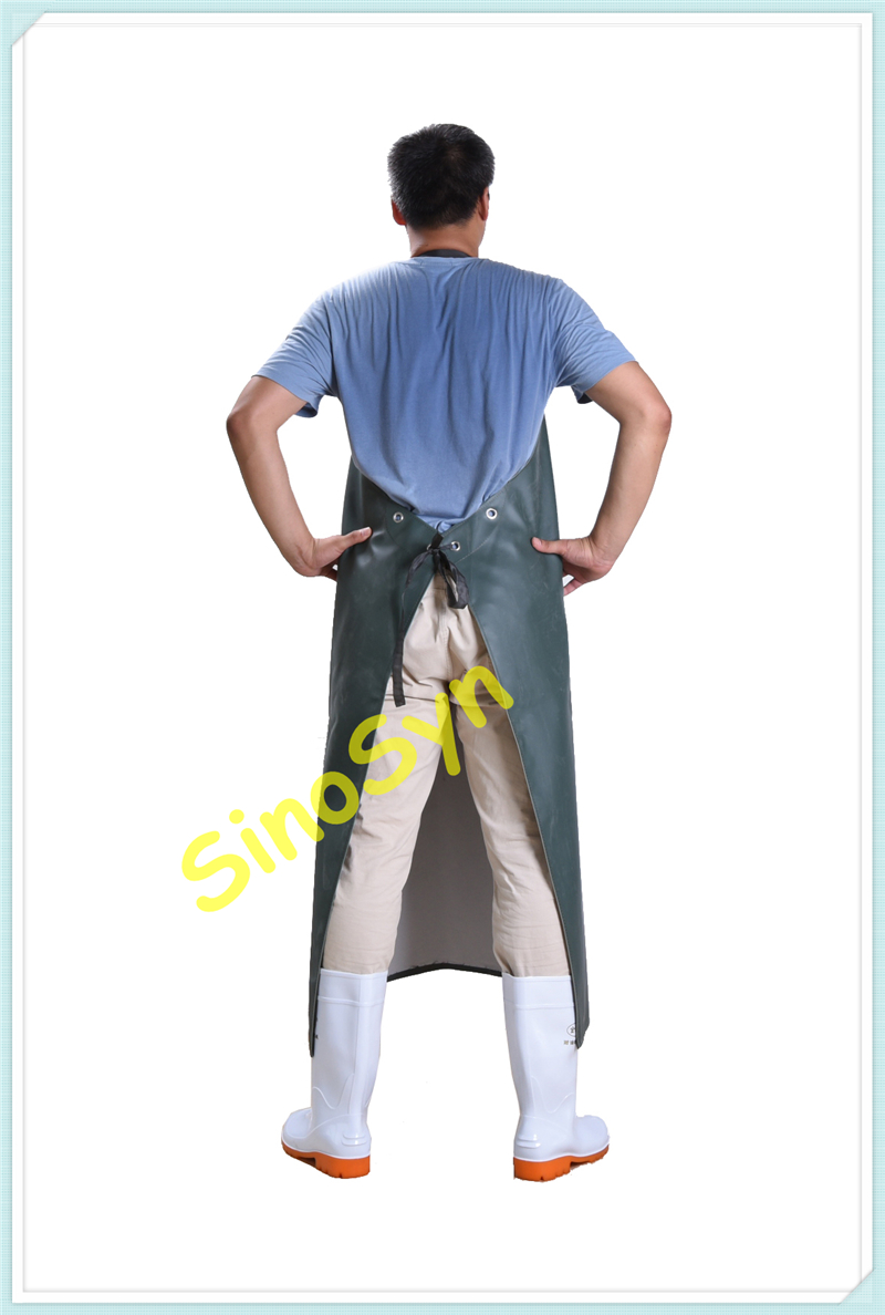 FQQ1909 Green PVC Single-sided Water-proof Apron Working Safty Protective Acid Proof  Whole Apron