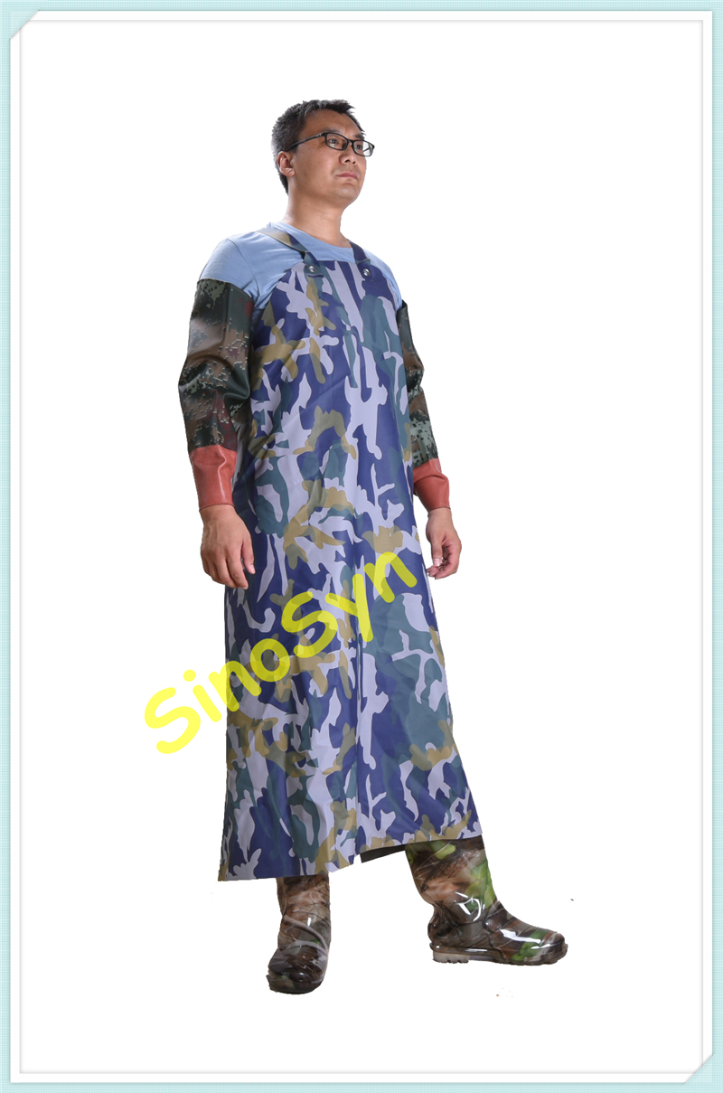 FQQ1914 Knitted Fabric Camouflage Whole Water-proof PVC Apron Working Safty Protective Acid Proof Apron