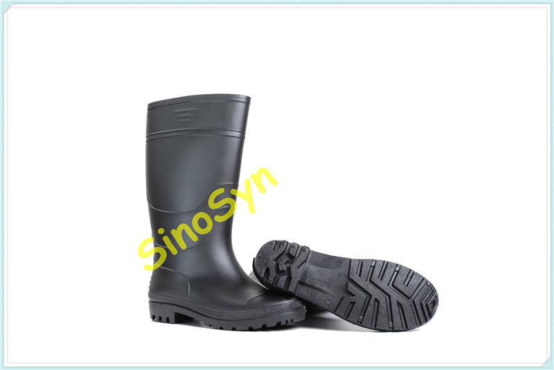 FQS19003 Black Waterproof High Tube PVC Rain Boots