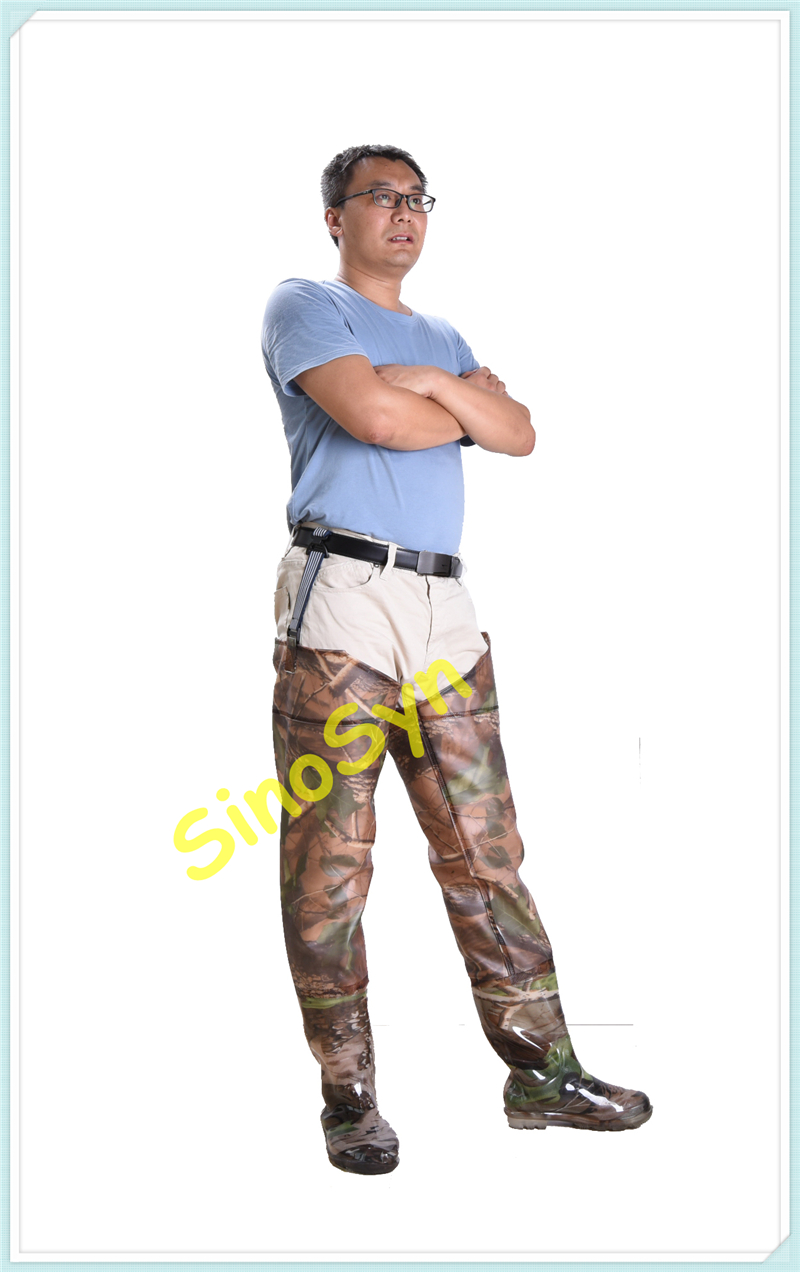 FQT1903 Forest-Camouflage PVC Skidproof Underwater Outdoor Fishing Waders with Rain Boots