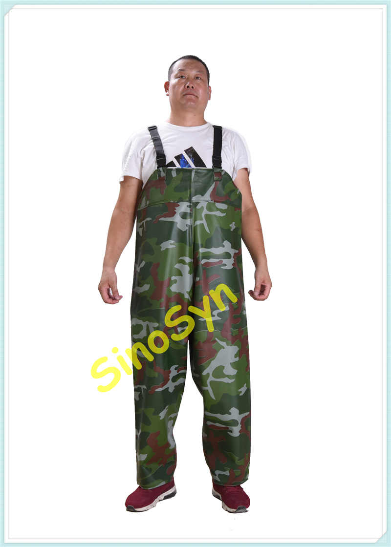 FQY1904 Army-Camouflage PVC Safty Chest/ Waist Protective Working Fishery Men Pants
