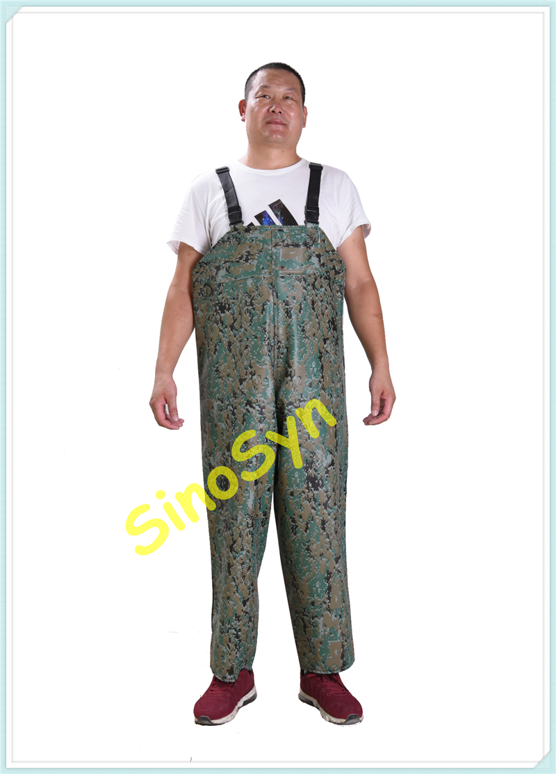 FQY1908 Digital-Camouflage PVC Safty Chest/ Waist Protective Working Fishery Men Pants